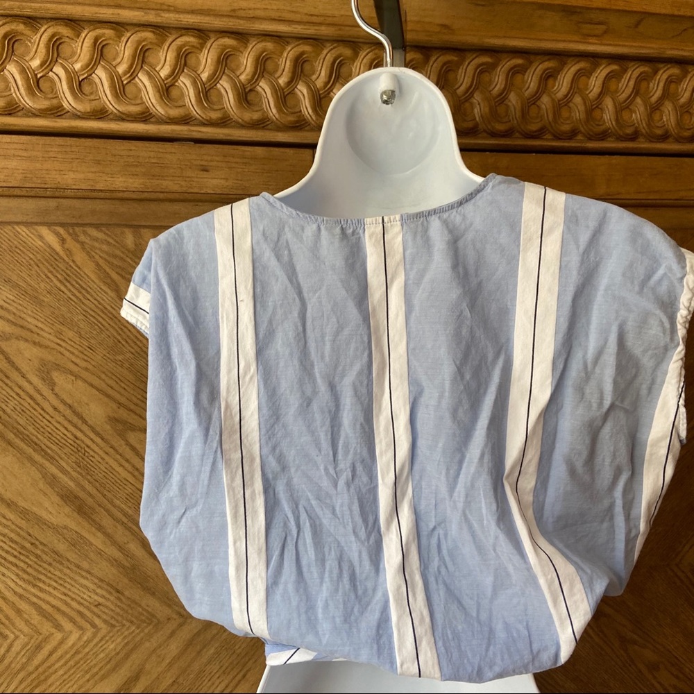 Zara blue stripe sleeveless V-neck crop top - Picture 7 of 7